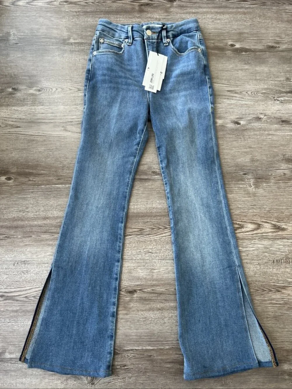 Good‎ American x Zara Classic Bootcut Jeans Womens 2 Leg Slit Full Length New